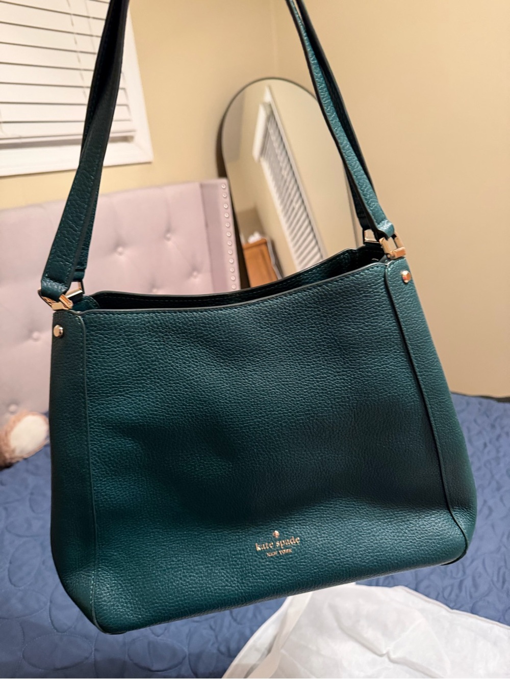 kate spade Teal Green Pebble Leather Shoulder Bag - Picture 12 of 13